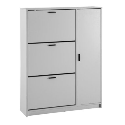 FineBuy Schuhschrank Weiß 90x120x24 cm Schuhkipper Geschlossen, Schuhkommode Modern, Flurschrank mit Ablage, Schuhaufbewahrung Flurkommode für Schuhe Hoch