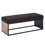 FineBuy Sitzbank Stoff Schwarz 105x40x40 cm Flur Polsterbank mit Metallgestell, Design Bettbank Schlafzimmer, Flurbank Garderobenbank