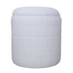 FineBuy Sitzhocker mit Stauraum 40x40x45 cm, Runder Stoffhocker Weiß mit abnehmbarem Deckel, Aufbewahrungshocker gepolstert, Moderner Beistellhocker für Wohnzimmer