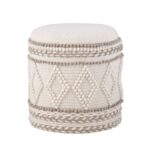 FineBuy Sitzhocker mit Stauraum – Ø 40 x H 45 cm – runder Aufbewahrungshocker aus Stoff mit Boho Design – gepolsterter Fußhocker, Beistellhocker, ideal für Wohnzimmer & Schlafzimmer