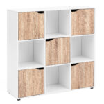 FineBuy Standregal MASSA 89 x 91 x 29 cm Bücherregal mit 9 Fächern Sonoma, Sideboard mit 5 Türen, Modernes Würfelregal Raumteiler, Flurschrank offen, Cuberegal Kommode Wohnregal