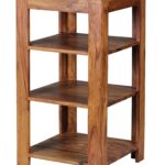 FineBuy Standregal Massiv-Holz Sheesham 80 cm Wohnzimmer-Regal mit 3 Ablagefächer Design Landhaus-Stil Beistelltisch