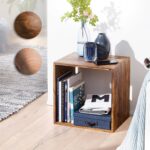 FineBuy Standregal Massivholz 43,5 cm Cube Regal Holzregal Naturprodukt Beistelltisch Landhausstil