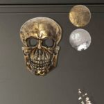 FineBuy Wanddeko Totenkopf Aluminium 41 cm Schädel Groß, Design Wanddekoration Metall Deko Alu Modern, Wohndeko Skull, Wandskulptur Dekoration Wohnaccessoire