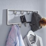 FineBuy Wandgarderobe Metall Silber Design Flurgarderobe Stahl, Hakenleiste Wandpaneel, Garderobe Wand, Garderobenleiste Flur