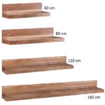 FineBuy Wandregal Massivholz Akazie Holzregal Landhausstil Hängeregal Wandboard Naturprodukt Regal Größe wählbar