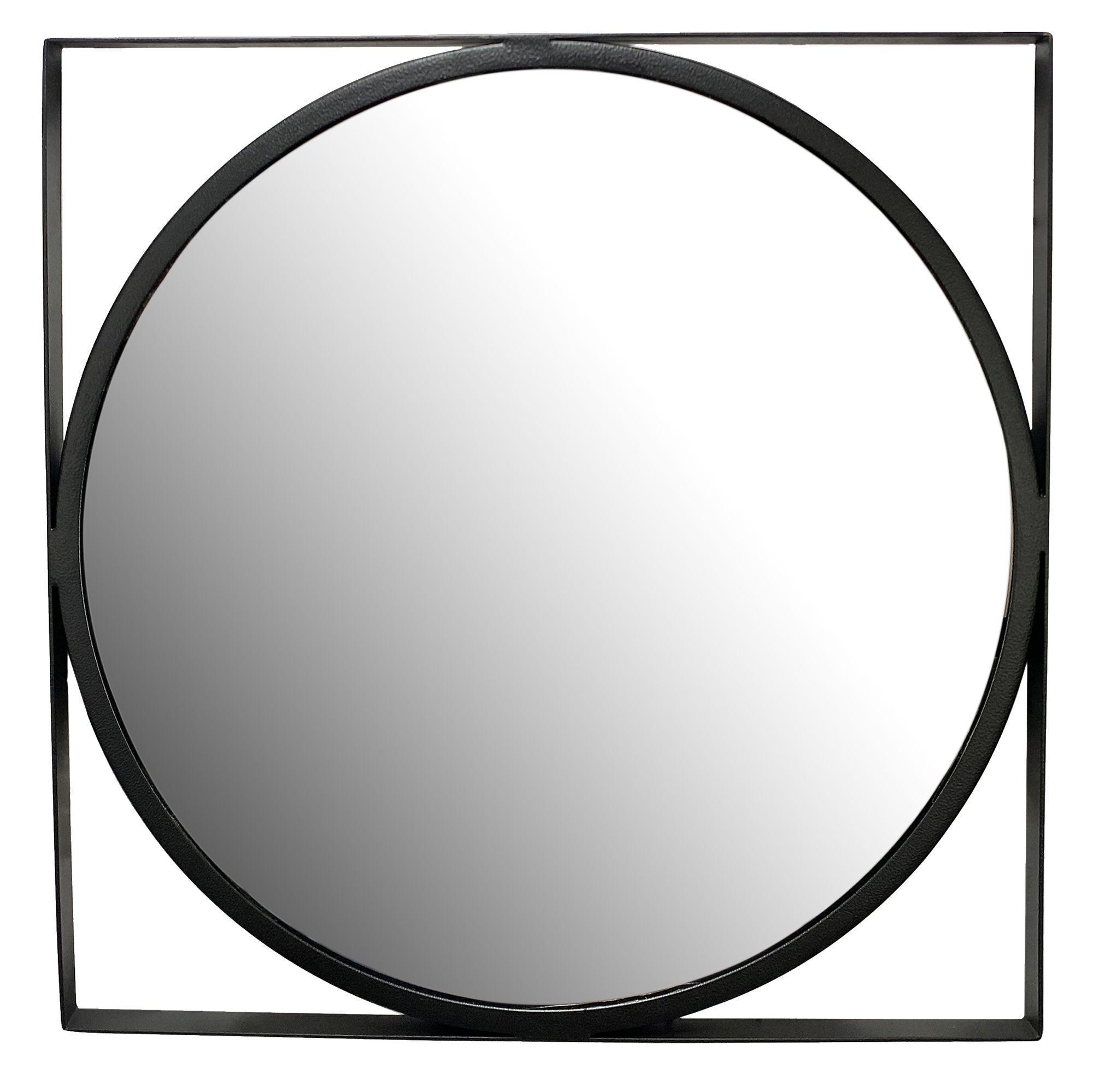 FineBuy Wandspiegel 54x54 cm Metall Design Hängespiegel Schwarz