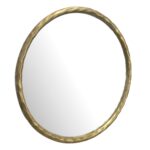 FineBuy Wandspiegel 60 cm Metall Design Hängespiegel Gold, Dekospiegel Rund mit Rahmen, Spiegel Wand Groß, Flurspiegel Garderobenspiegel Modern