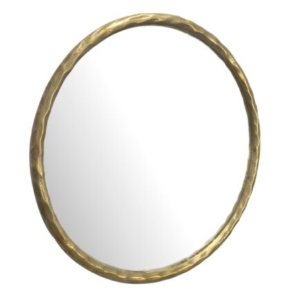 FineBuy Wandspiegel 60 cm Metall Design Hängespiegel Gold, Dekospiegel Rund mit Rahmen, Spiegel Wand Groß, Flurspiegel Garderobenspiegel Modern