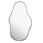 FineBuy Wandspiegel in organischer Form 40x80 cm Metall Design Hängespiegel Schwarz, Eisen Dekospiegel Unförmig mit Rahmen, Spiegel Wand Groß, Flurspiegel Garderobenspiegel Modern