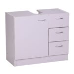 FineBuy Waschbecken-Unterschrank 54 x 63 x 30 cm weiß mit 1 Tür und 3 Schubladen, Unterstellschrank Bad mit Siphonausschnitt, Bad-Schrank klein Waschbecken