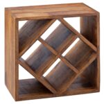 FineBuy Weinregal Massiv-Holz 40x40x25 cm klein stehend, Design Flaschenregal für die Küche, Standregal schmal für 8 Flaschen