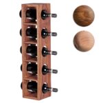 FineBuy Weinregal Massiv-Holz Flaschen-Regal Design Wandmontage für 5 Flaschen Holzregal modern mit Ablage 70 cm
