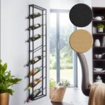 FineBuy Weinregal Wand Metall 36x150x8 cm Groß für 8 Flaschen, Design Wandregal für die Küche, Flaschenregal Hängend Schmal Wandmontage