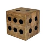 FineBuy Würfelhocker Mango Massivholz 41x41x41 cm, Design Sitzwürfel & Beistelltisch in Würfelform, Holzwürfel Deko & Couchtisch, Robuster Holzhocker im XXL Spielwürfel-Design