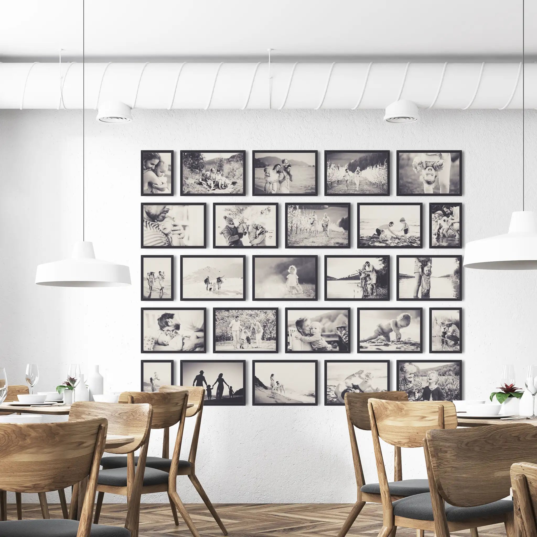 Fotowand Personalisierte - 25 Gedruckte & Gerahmte Fotos - 245x195 cm
