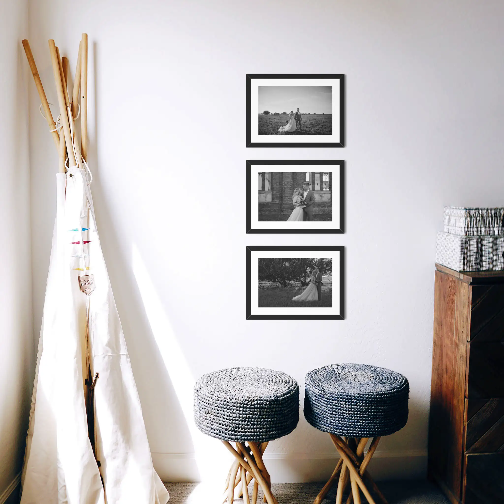 Fotowand Personalisierte - 3 Gedruckte & Gerahmte Fotos - 40x100 cm