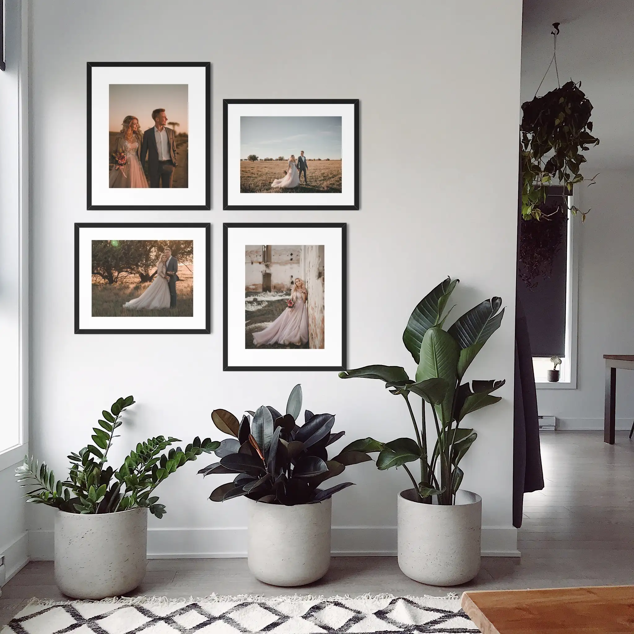 Fotowand Personalisierte - 4 Gedruckte & Gerahmte Fotos - 115x125 cm