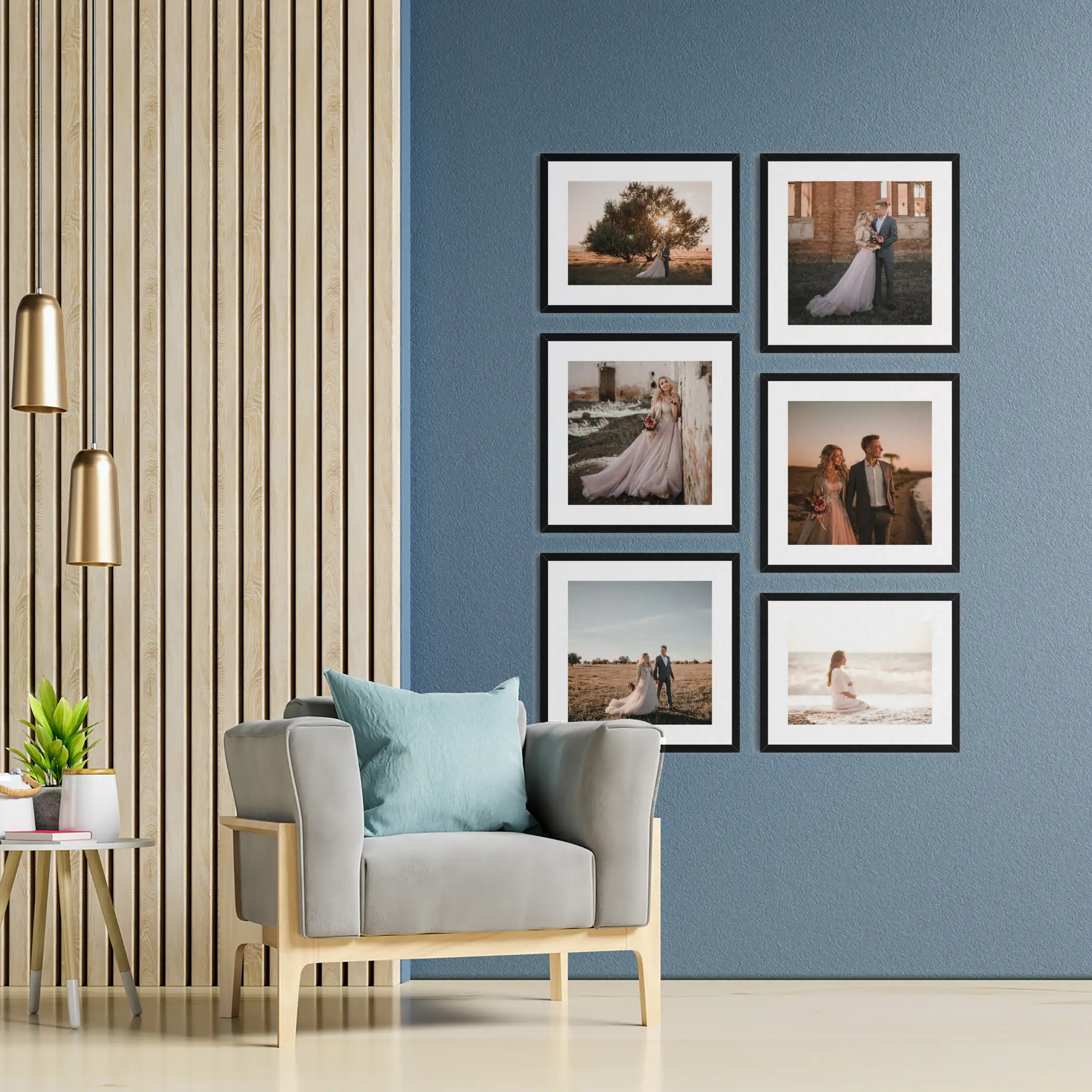 Fotowand Personalisierte - 6 Gedruckte & Gerahmte Fotos - 105x150 cm