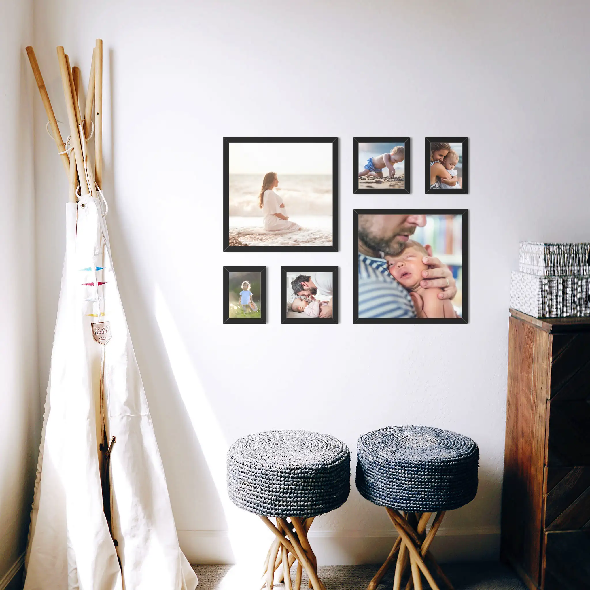 Fotowand Personalisierte - 6 Gedruckte & Gerahmte Fotos - 85x65 cm