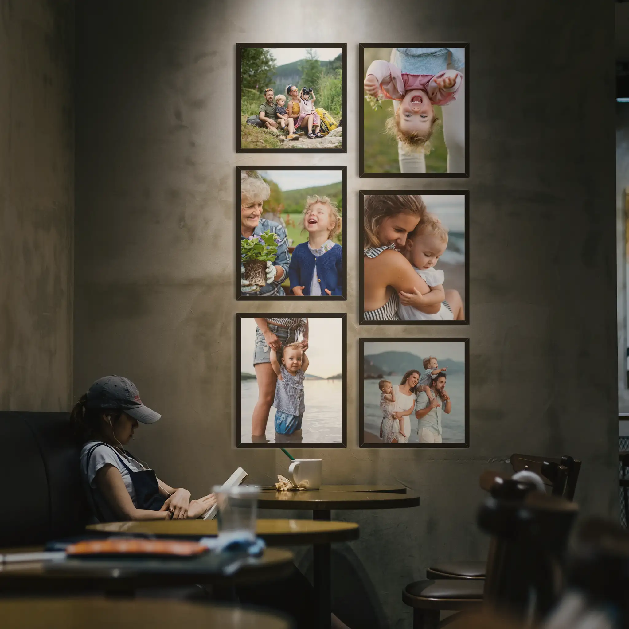 Fotowand Personalisierte - 6 Gedruckte & Gerahmte Fotos - 95x165 cm