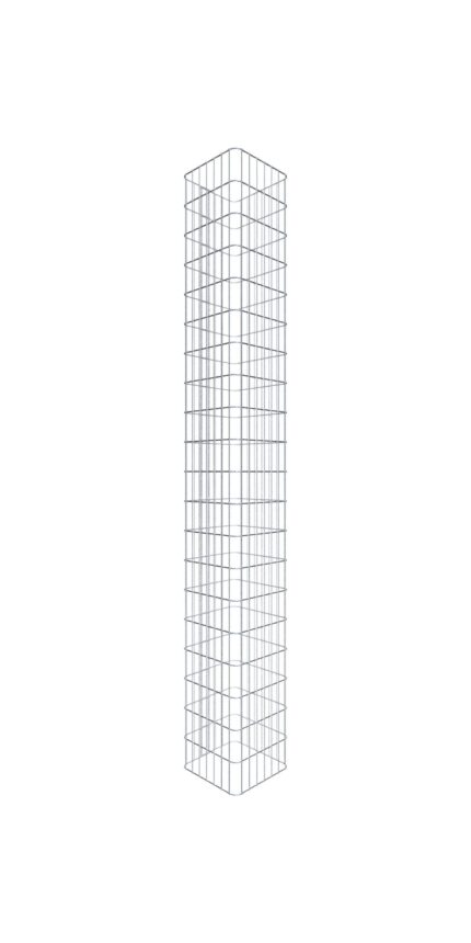 Gabionensäule eckig 37  cm x 37  cm, 200 cm Höhe, MW 5 cm x 10 cm