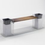 Gartenbank 2 Blumensäulen CUMARU MW 5 x 5 cm, Länge 200 cm, Höhe 62 cm, Tiefe 37 cm, feuerverzinkt