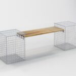 Gartenbank 2 Gabionen TEAK MW 5 x 5 cm