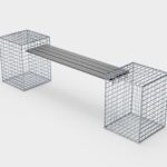 Gartenbank 2 Spiralgabionen - 205 x 60 x 40 cm (L x H x T) MW 5 x 5 cm,  mit Recyclingauflage in anthrazit