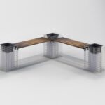 Gartenbank 3 Blumensäulen Länge 205 cm, Höhe 60 cm, Tiefe 37 cm CUMARU MW 5 x 5 cm, feuerverzinkt