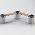 Gartenbank 3 Blumensäulen TEAK MW 5 x 5 cm, feuerverzinkt