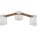 Gartenbank 3 Gabionen TEAK MW 5 x 5 cm