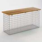 Gartenbank Spiralgabione 105 x 50 x 30 cm -3 TEAK MW 5 x 5 cm