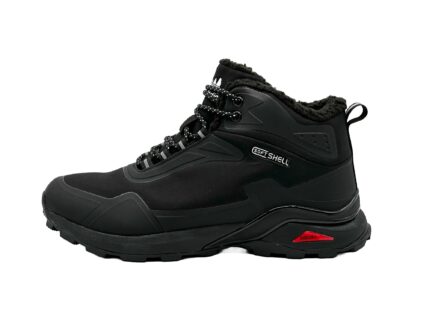 Gefütterte Wanderschuhe Outdoorschuhe Stiefel Schwarz-Weinrot 39