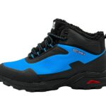 Gefütterte Wanderschuhe Outdoorschuhe Stiefel Schwarz-Königsblau 45