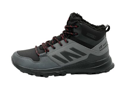 gefütterte Wanderschuhe warm Dunkelgrau-Schwarz-Rot 42