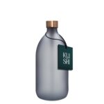 Graue Glasflasche mit Deckel