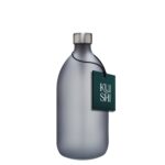 Graue Glasflasche mit Deckel
