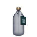 Graue Glasflasche mit Deckel