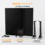Growatt Balkonkraftwerk Set, 880Wp Bifaziale Solarmodule, 800W Wechselrichter Sonderangebot - 2 x 440Wp Bifaziale Full Black / mit Halterung Balkonkraftwerk für Flachdach / Selbstabholung