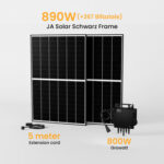 Growatt Balkonkraftwerk Set, 880Wp Bifaziale Solarmodule, 800W Wechselrichter Sonderangebot - 2 x 445Wp Bifaziale Black Frame / ohne Halterung / Selbstabholung
