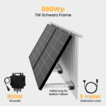 Growatt Balkonkraftwerk Set, TW 880Wp Solarmodule, 800W Growatt Wechselrichter deal - mit Halterung Balkonkraftwerk Balkon Haken（runder Haken） / Abholung Weinheim