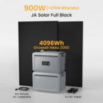 Growatt NEXA 2000 All-in-One Speicher für Balkonkraftwerke - 2048Wh Speicher + 2048Wh Erweiterungsakku / mit 2 x 450 Full Black Solarmodule / Standardversand