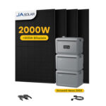 Growatt NEXA 2000 All-in-One Speicher für Balkonkraftwerke - 2048Wh Speicher + 4096Wh Erweiterungsakku / mit 4 x 500 Black Frame Solarmodule / Powerness Express