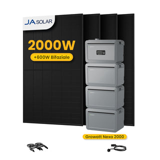 Growatt NEXA 2000 All-in-One Speicher für Balkonkraftwerke - 2048Wh Speicher + 6144Wh Erweiterungsakku / mit 4 x 500 Black Frame Solarmodule / Selbstabholung