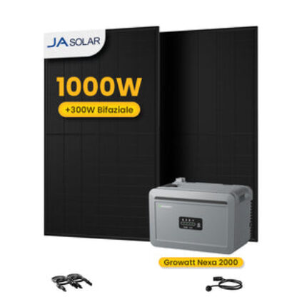 Growatt NEXA 2000 All-in-One Speicher für Balkonkraftwerke - 2048Wh Speicher / mit 2 x 500 Black Frame Solarmodule / Powerness Express