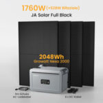 Growatt NEXA 2000 All-in-One Speicher für Balkonkraftwerke deal - 2048Wh Speicher / mit 4 x 440 Full Black Solarmodule / Standardversand