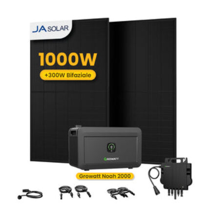 Growatt NOAH 2000 Balkonkraft Batteriespeicher Sonderangebot - 2048Wh Batterie Speicher + 2 x 500W Bifaziale Solarmodule + 800W Wechselrichter / Selbstabholung