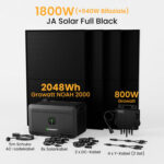 Growatt NOAH 2000 Balkonkraft Batteriespeicher Sonderangebot - 2048Wh Batterie Speicher + 4 x 450W Bifaziale Solarmodule + 800W Wechselrichter / Selbstabholung