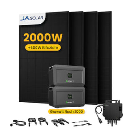 Growatt NOAH 2000 Balkonkraft Batteriespeicher Sonderangebot - 4096Wh Batterie Speicher + 4 x 500W Bifaziale Solarmodule + 800W Wechselrichter / Selbstabholung